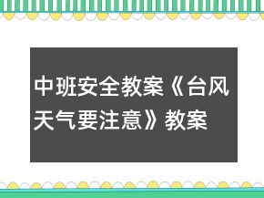 中班安全教案《臺(tái)風(fēng)天氣要注意》教案反思