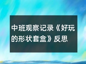 中班觀察記錄《好玩的形狀套盒》反思