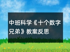 中班科學《十個數(shù)字兄弟》教案反思