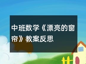 中班數(shù)學《漂亮的窗簾》教案反思
