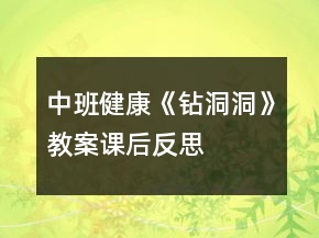 中班健康《鉆洞洞》教案課后反思