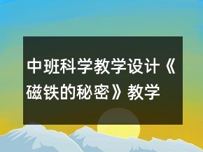 中班科學(xué)教學(xué)設(shè)計《磁鐵的秘密》教學(xué)反思