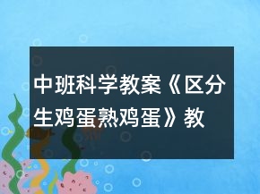中班科學(xué)教案《區(qū)分生雞蛋熟雞蛋》教學(xué)反思
