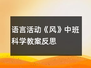 語言活動《風》中班科學教案反思