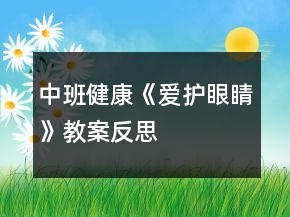 中班健康《愛護(hù)眼睛》教案反思