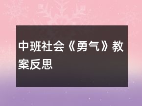 中班社會《勇氣》教案反思