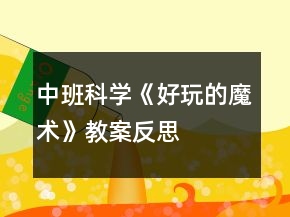 中班科學(xué)《好玩的魔術(shù)》教案反思