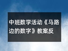 中班數(shù)學(xué)活動(dòng)《馬路邊的數(shù)字》教案反思