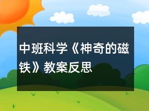 中班科學《神奇的磁鐵》教案反思
