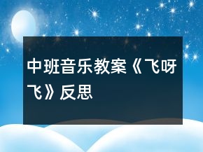 中班音樂教案《飛呀飛》反思
