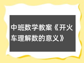 中班數(shù)學(xué)教案《開(kāi)火車(chē)（理解數(shù)的意義）》反思