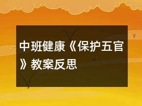中班健康《保護五官》教案反思