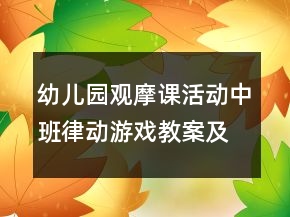 幼兒園觀摩課活動中班律動游戲教案及說課稿：變變變