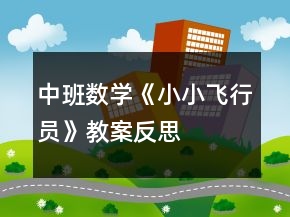 中班數(shù)學(xué)《小小飛行員》教案反思