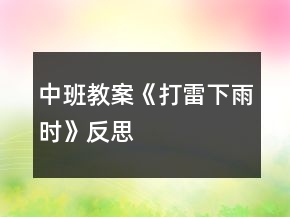 中班教案《打雷下雨時(shí)》反思