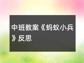 中班教案《螞蟻小兵》反思