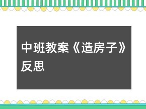 中班教案《造房子》反思