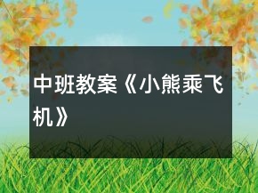 中班教案《小熊乘飛機》