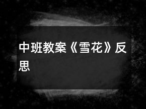 中班教案《雪花》反思