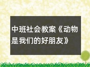 中班社會(huì)教案《動(dòng)物是我們的好朋友》反思