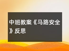中班教案《馬路安全》反思