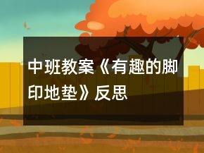 中班教案《有趣的腳印地墊》反思
