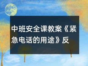 中班安全課教案《緊急電話的用途》反思