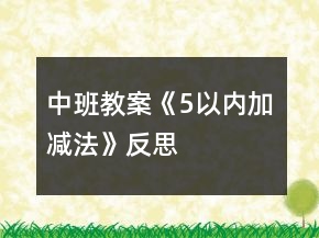 中班教案《5以內(nèi)加減法》反思