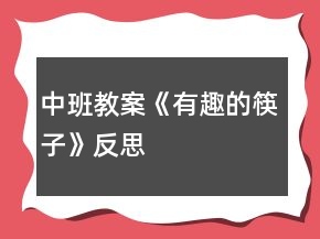 中班教案《有趣的筷子》反思
