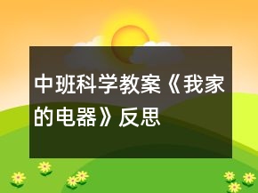 中班科學教案《我家的電器》反思