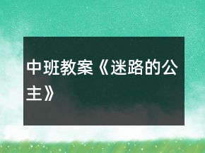 中班教案《迷路的公主》