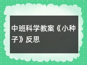中班科學(xué)教案《小種子》反思