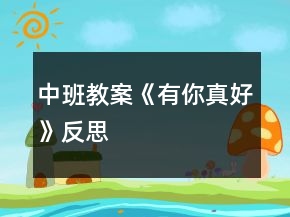 中班教案《有你真好》反思
