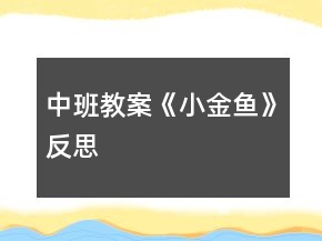 中班教案《小金魚》反思