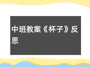中班教案《杯子》反思