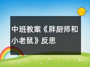 中班教案《胖廚師和小老鼠》反思