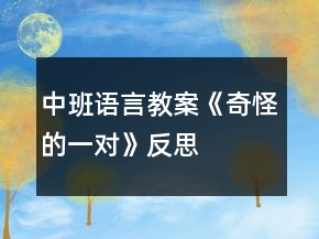 中班語言教案《奇怪的一對》反思
