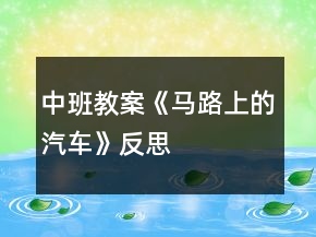 中班教案《馬路上的汽車》反思