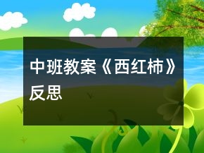 中班教案《西紅柿》反思