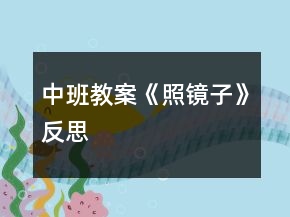中班教案《照鏡子》反思