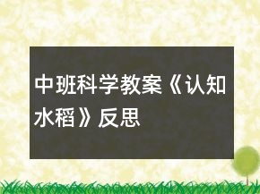 中班科學教案《認知水稻》反思
