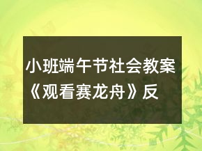 小班端午節(jié)社會教案《觀看賽龍舟》反思