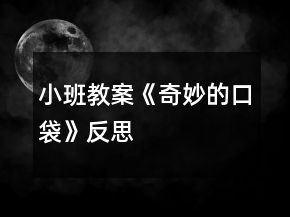 小班教案《奇妙的口袋》反思