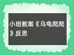 小班教案《烏龜爬爬》反思
