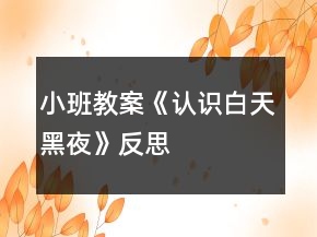 小班教案《認(rèn)識(shí)白天黑夜》反思