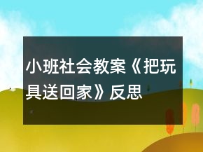 小班社會教案《把玩具送回家》反思