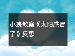 小班教案《太陽(yáng)感冒了》反思