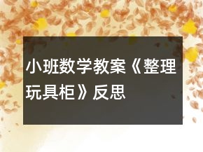 小班數(shù)學(xué)教案《整理玩具柜》反思