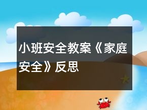 小班安全教案《家庭安全》反思