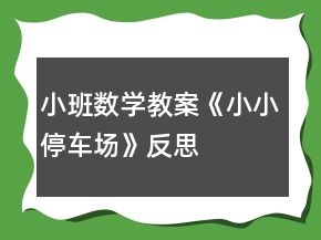 小班數(shù)學(xué)教案《小小停車場》反思